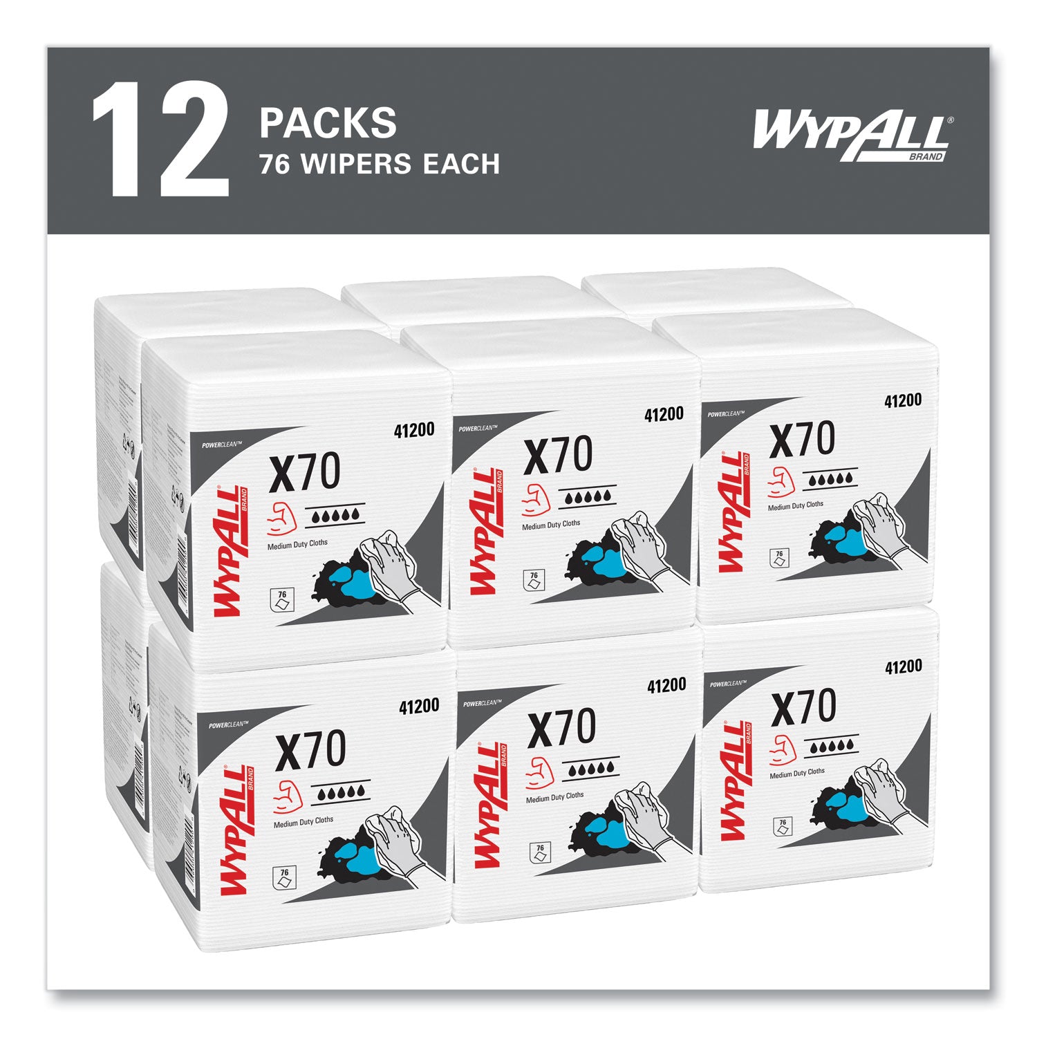 X70 Cloths, 1/4 Fold, 12.5 x 12, White, 76/Pack, 12 Packs/Carton - 