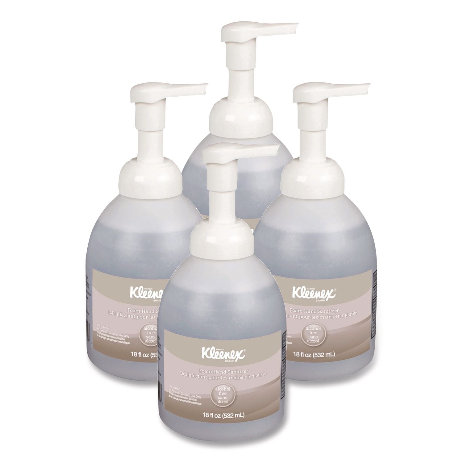 Alcohol-Free Foam Hand Sanitizer, 18 oz Pump Bottle, Fragrance-Free, 4/Carton