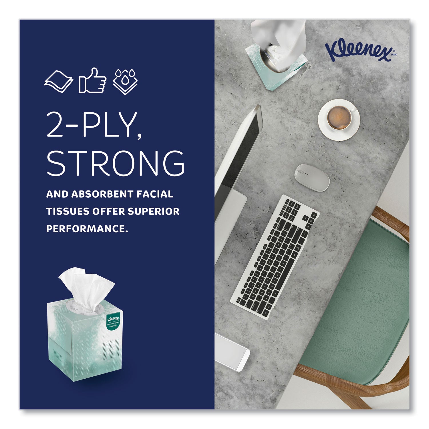Naturals Facial Tissue, 2-Ply, White, 90 Sheets/Box