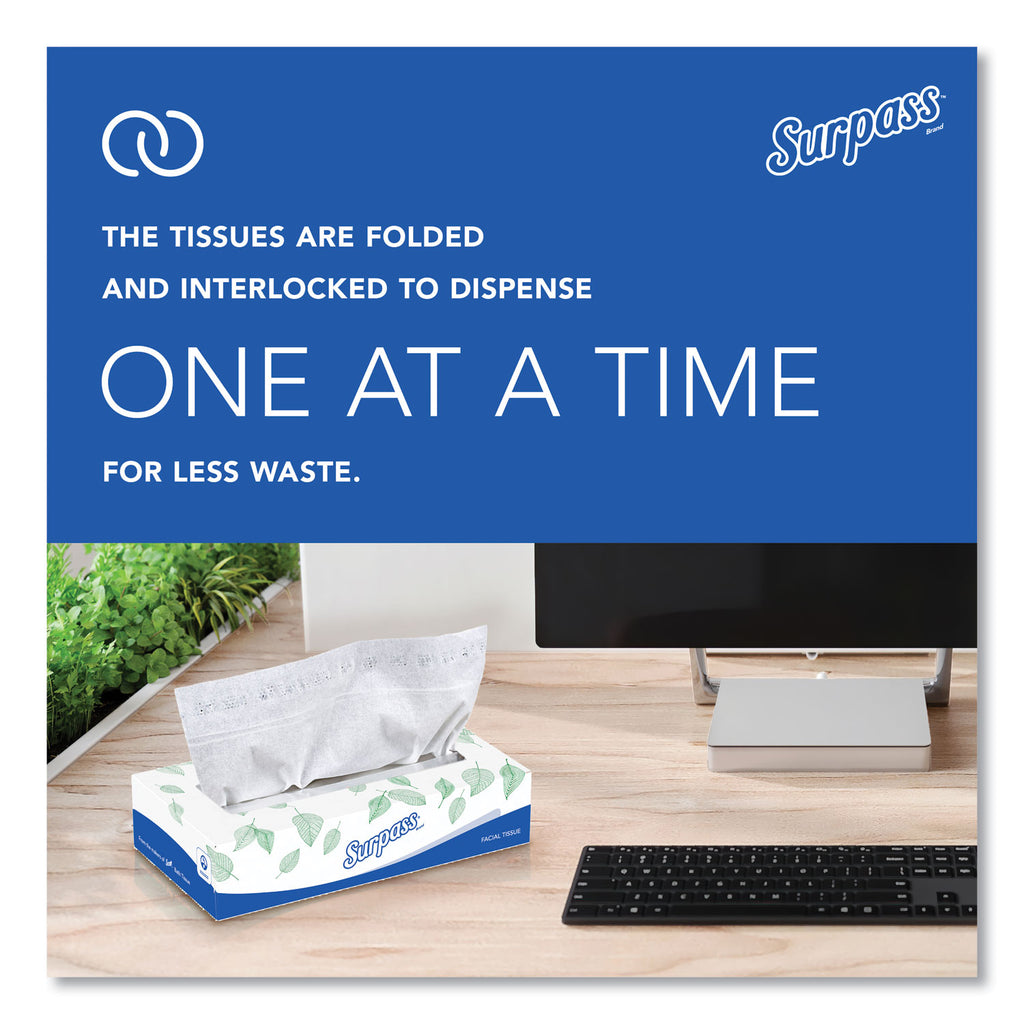 Facial Tissue for Business, 2-Ply, White, Flat Box, 100 Sheets/Box, 30 Boxes/Carton