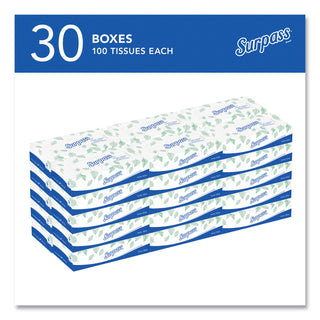 Facial Tissue for Business, 2-Ply, White, Flat Box, 100 Sheets/Box, 30 Boxes/Carton