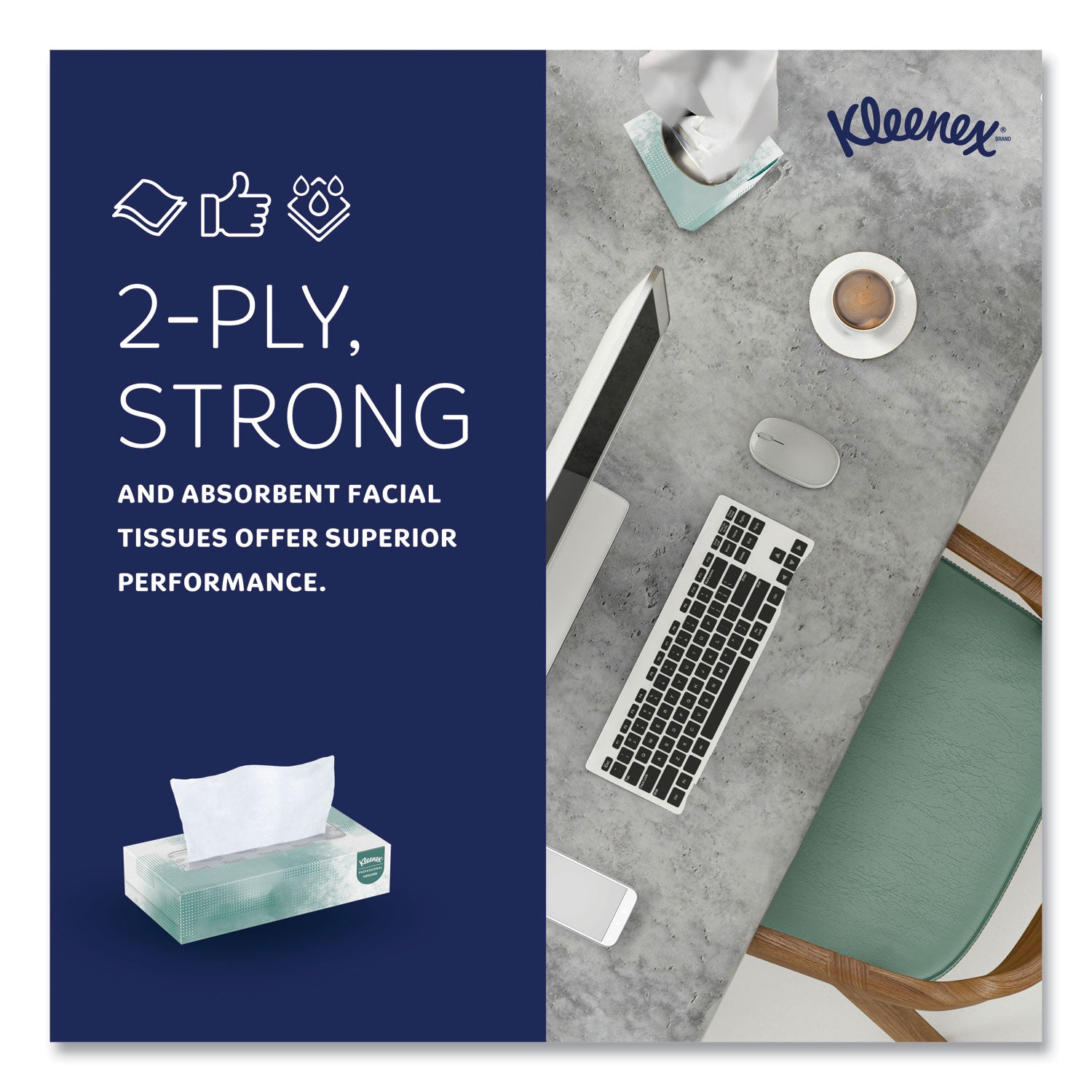 Naturals Facial Tissue for Business, Flat Box, 2-Ply, White, 125 Sheets/Box
