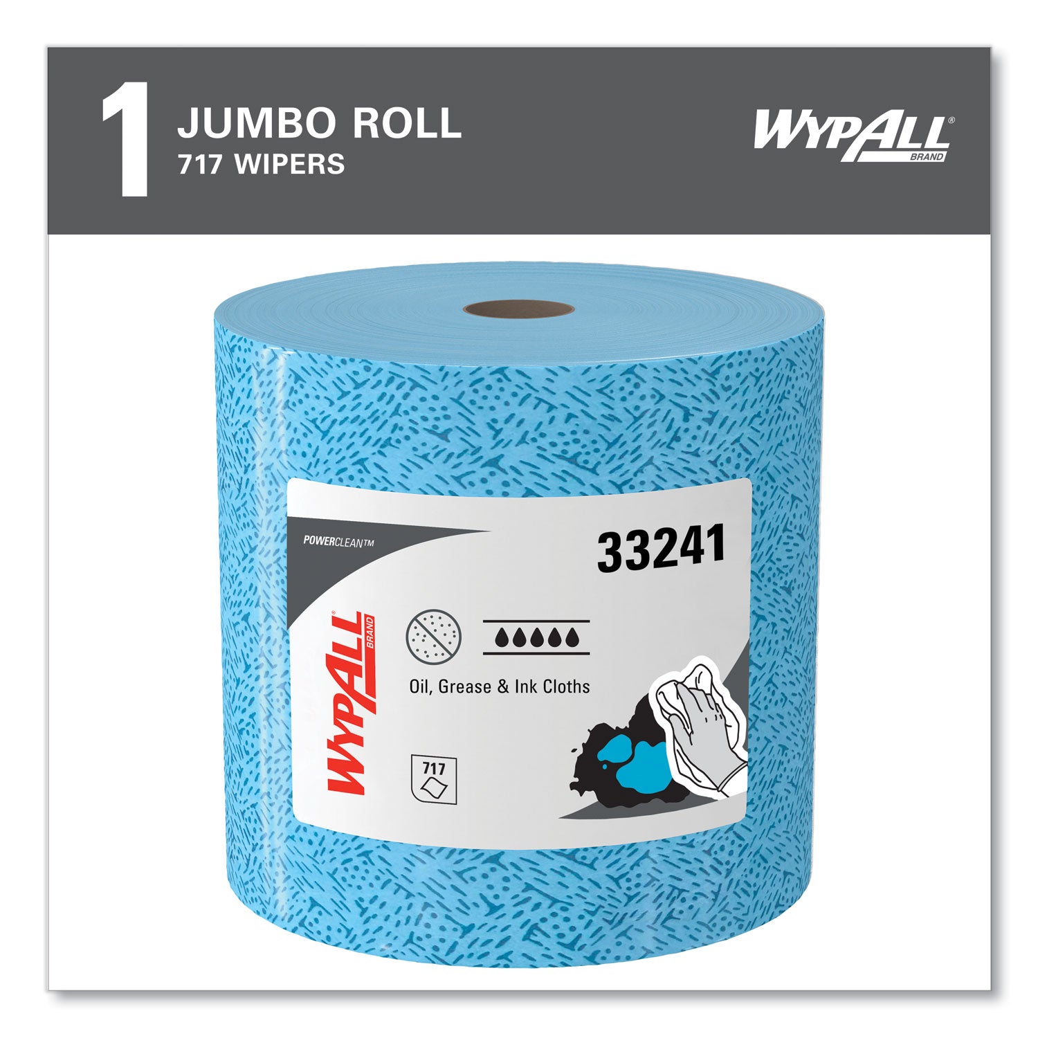 Oil, Grease and Ink Cloths, Jumbo Roll, 9.8 x 12.2, Blue, 717/Roll