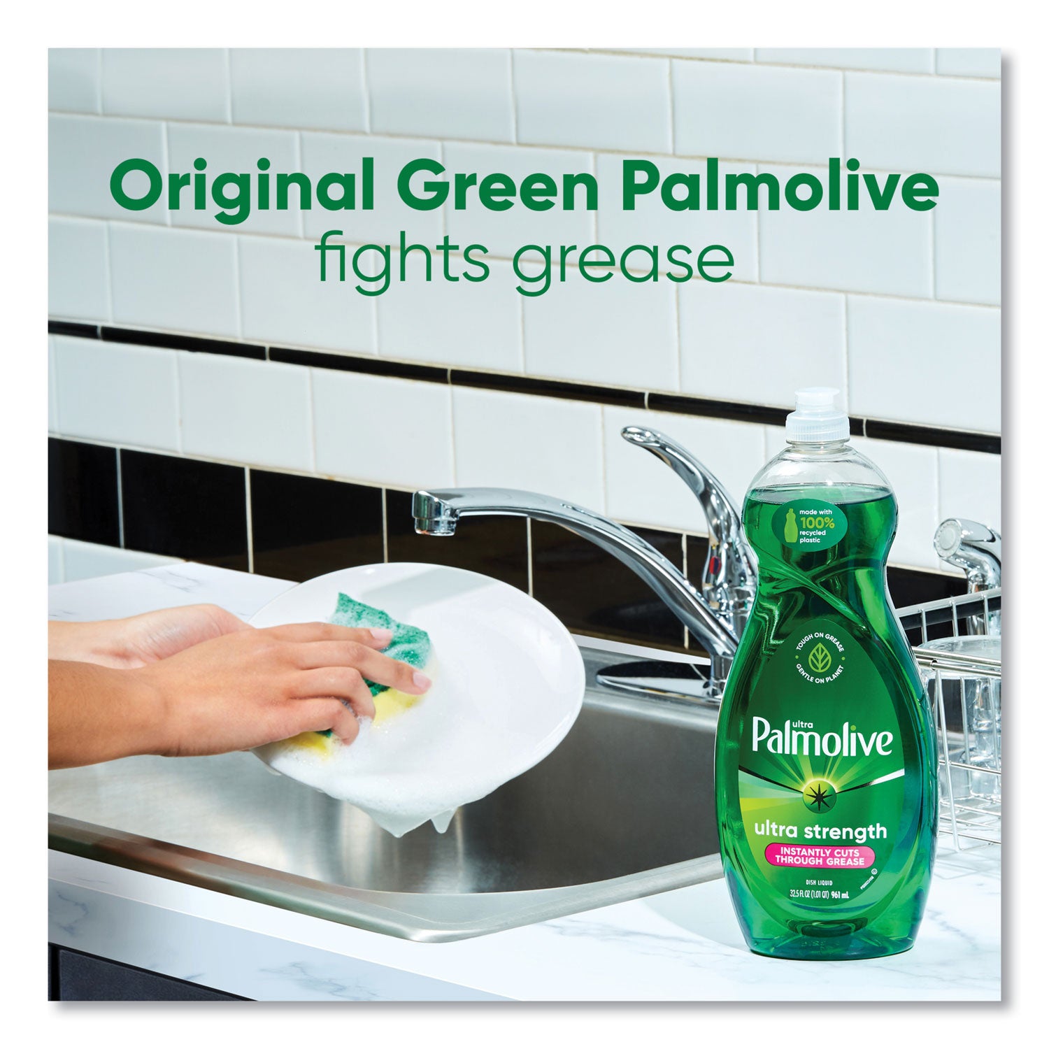 Dishwashing Liquid, Green Scent, 32.5 oz Bottle, 9/Carton