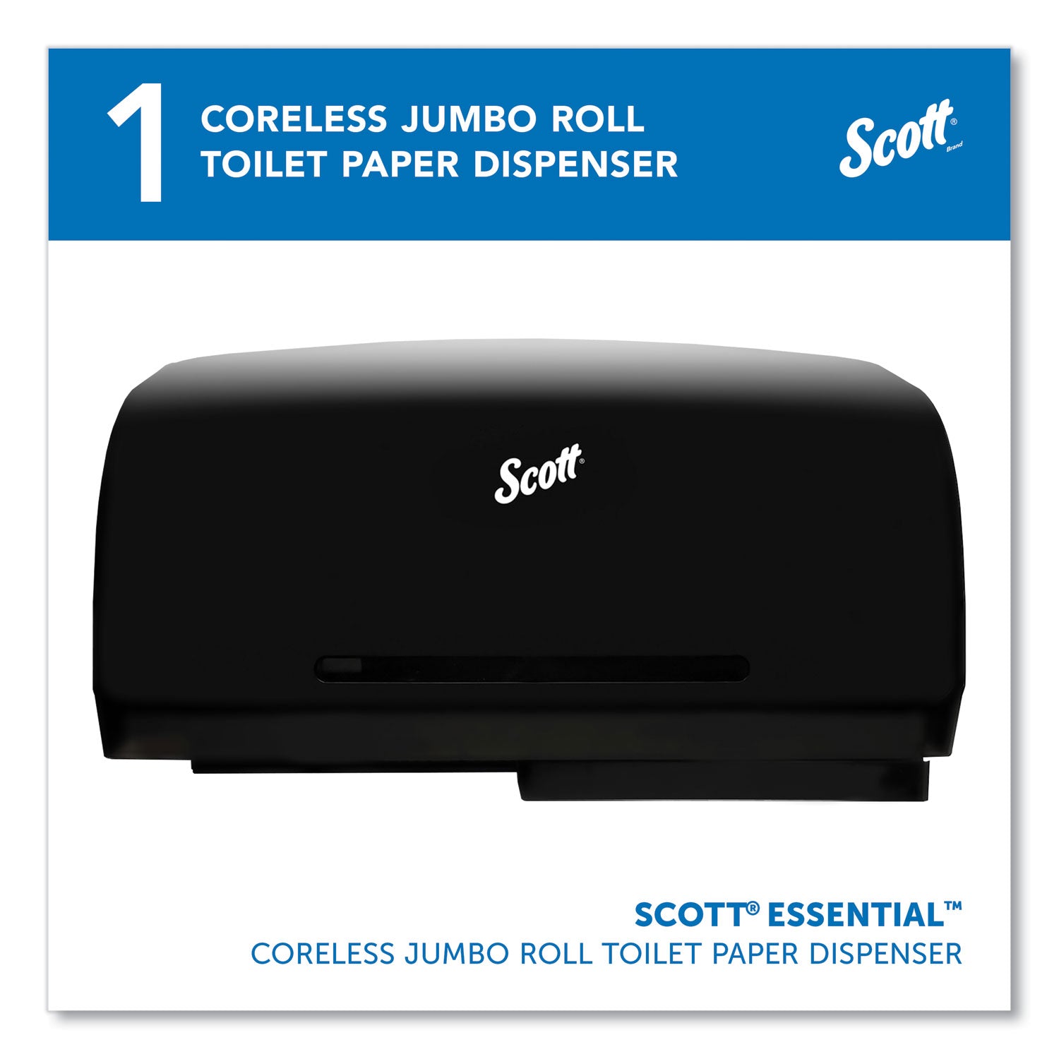 Essential Coreless Twin Jumbo Roll Tissue Dispenser, 20 x 6 x 11, Black - 