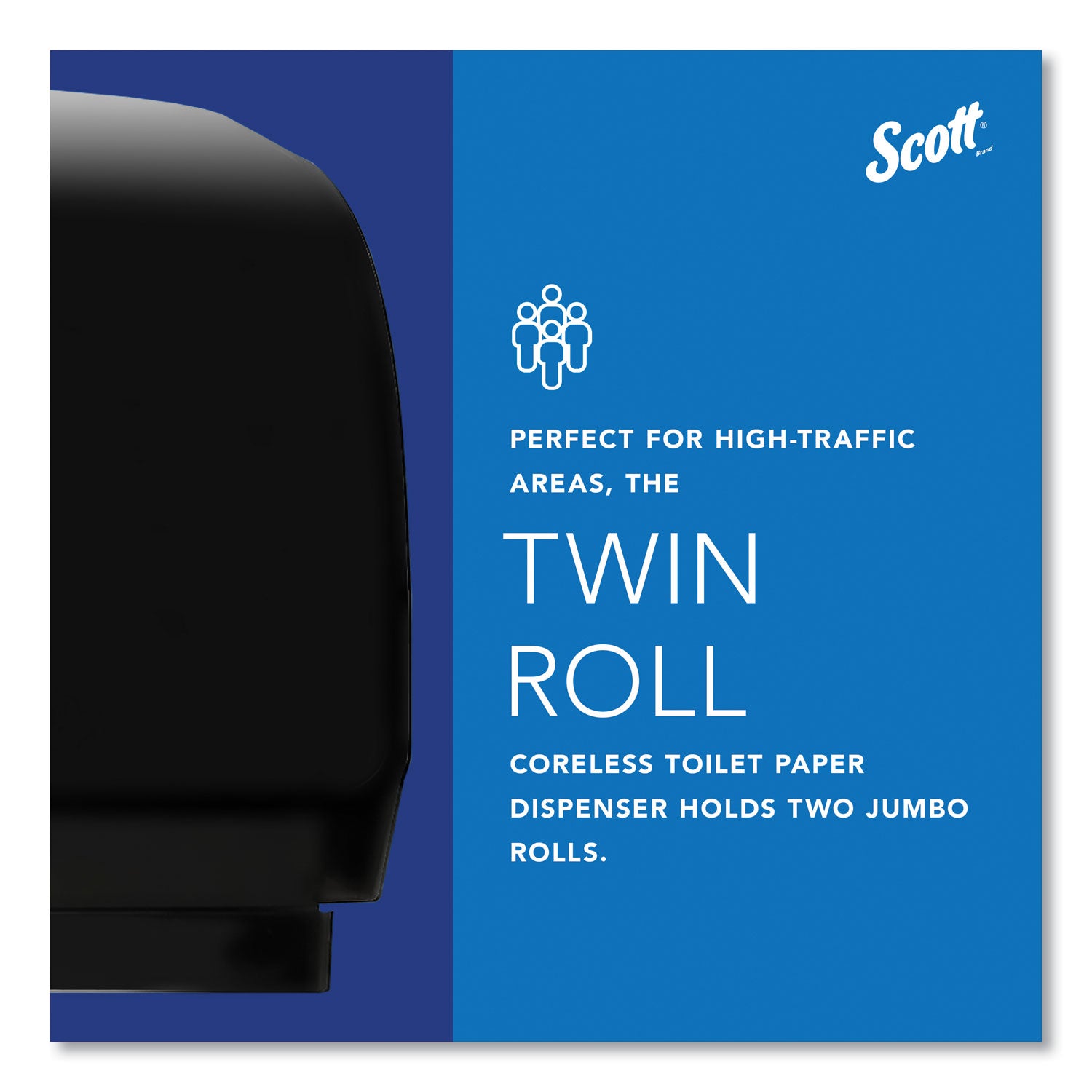 Essential Coreless Twin Jumbo Roll Tissue Dispenser, 20 x 6 x 11, Black - 