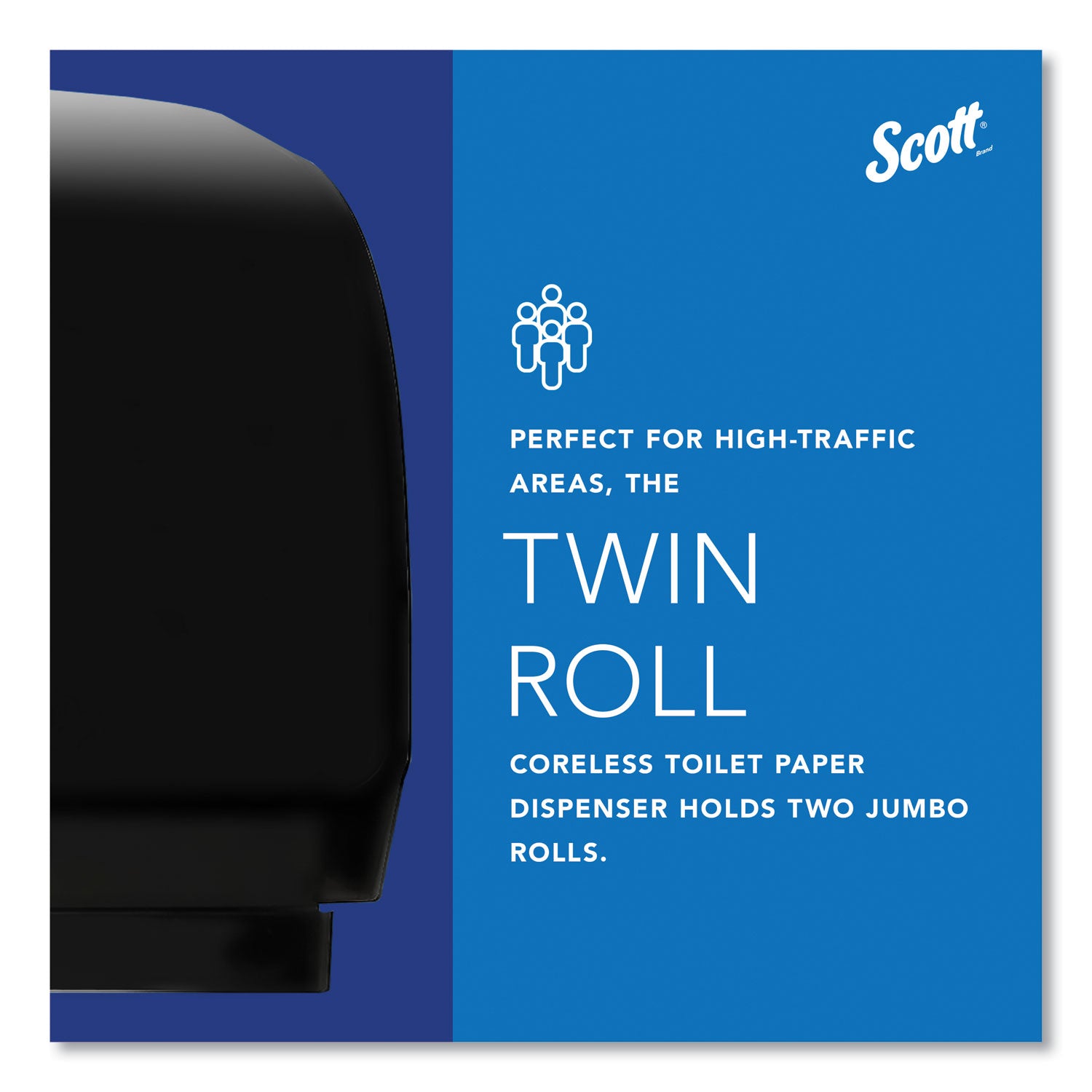 Essential Coreless Twin Jumbo Roll Tissue Dispenser, 20 x 6 x 11, Black