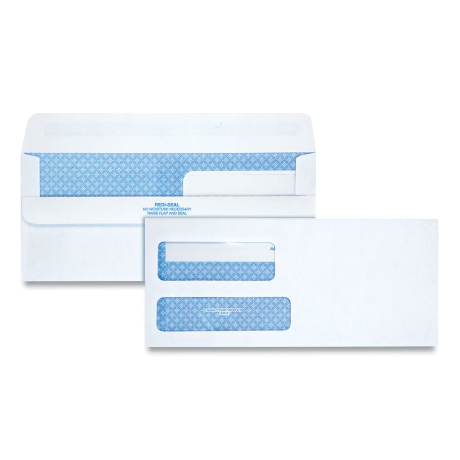 Double Window Redi-Seal Security-Tinted Envelope, #9, Commercial Flap, Redi-Seal Adhesive Closure, 3.88 x 8.88, White, 250/CT - 