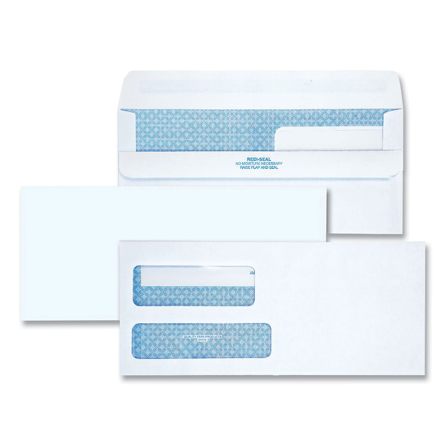 Double Window Redi-Seal Security-Tinted Envelope, #9, Commercial Flap, Redi-Seal Adhesive Closure, 3.88 x 8.88, White, 250/CT - 