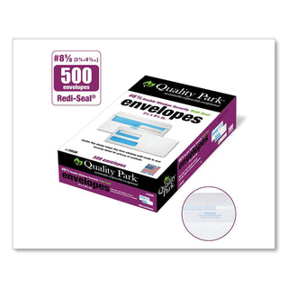 Double Window Redi-Seal Security-Tinted Envelope, #8 5/8, Commercial Flap, Redi-Seal Closure, 3.63 x 8.63, White, 500/Box