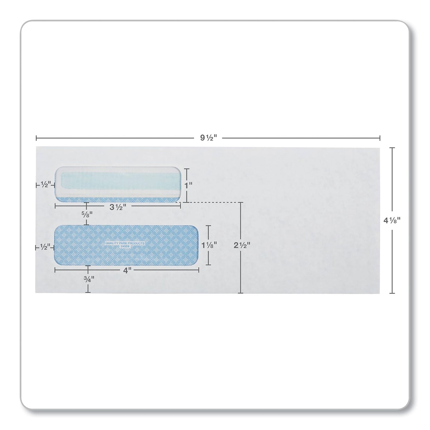 Double Window Redi-Seal Security-Tinted Envelope, #10, Commercial Flap, Redi-Seal Adhesive Closure, 4.13 x 9.5, White, 500/BX - 