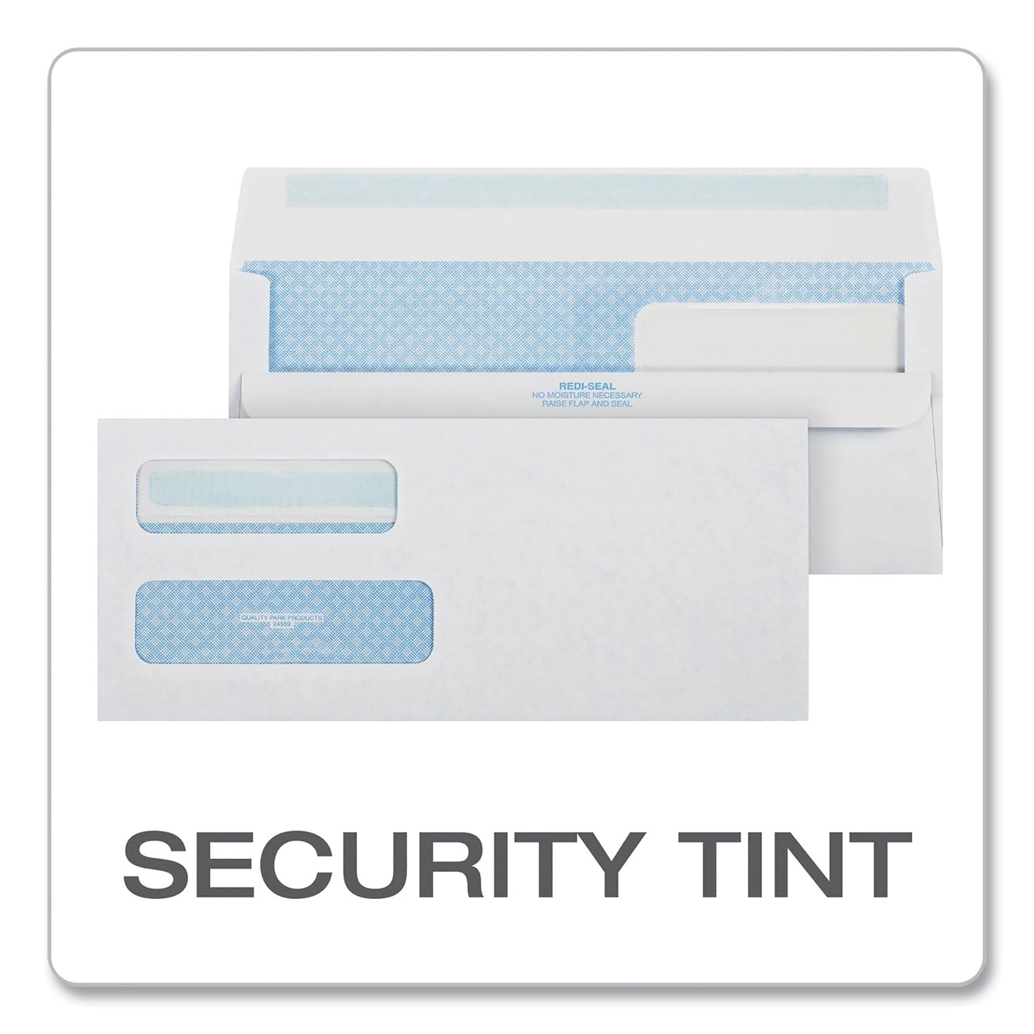 Double Window Redi-Seal Security-Tinted Envelope, #10, Commercial Flap, Redi-Seal Adhesive Closure, 4.13 x 9.5, White, 500/BX