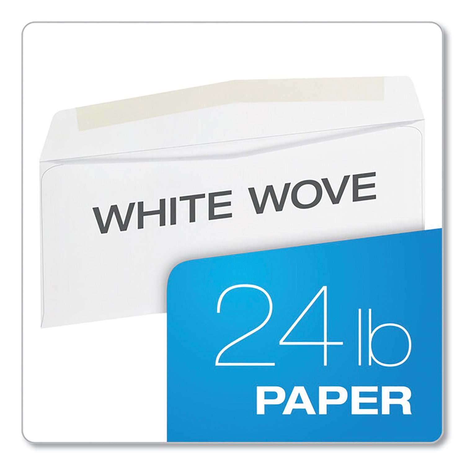 Business Envelope, #10, Commercial Flap, Side Seam, Gummed Closure, 24 lb Bond Weight Paper, 4.13 x 9.5, White, 500/Box - 