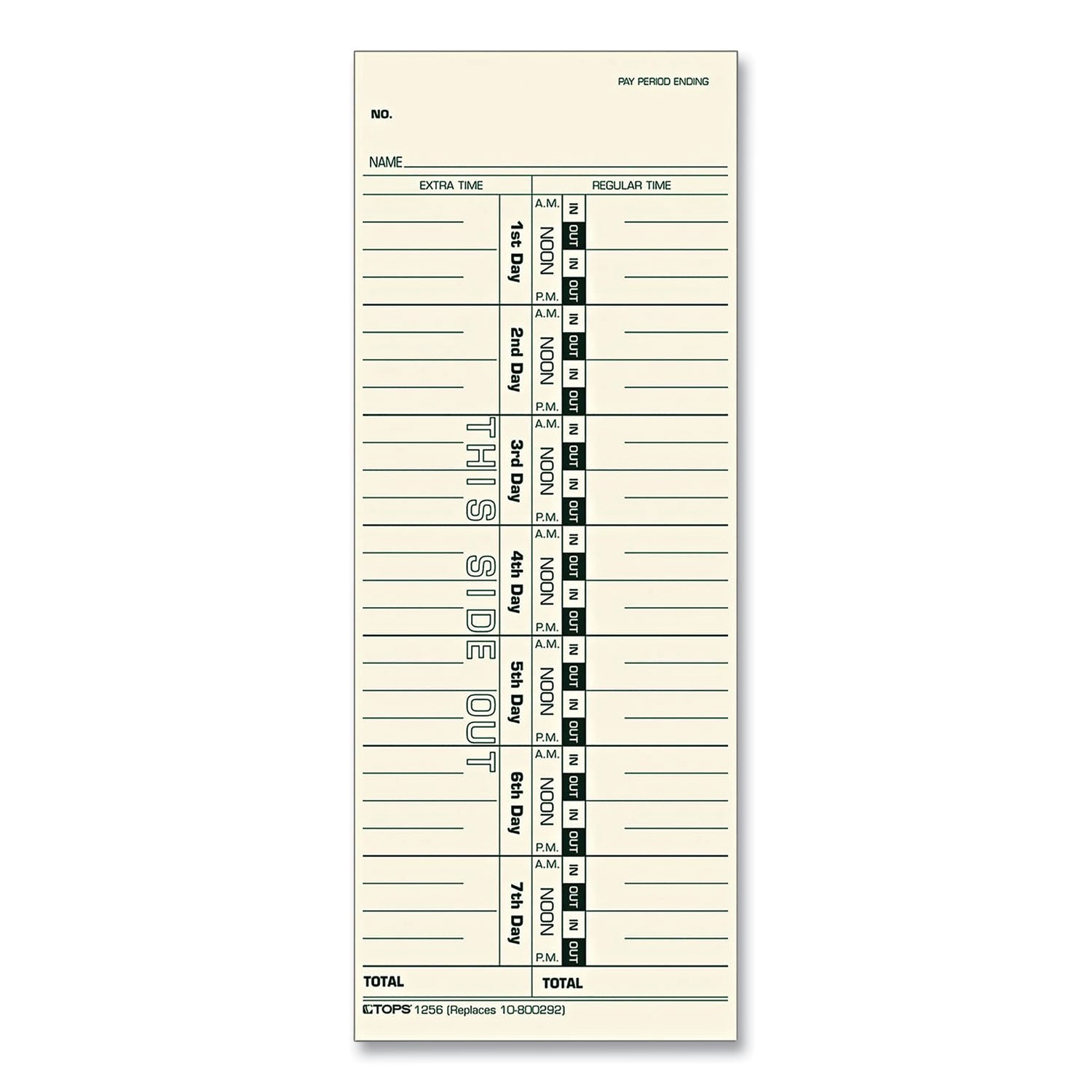 Time Clock Cards, Replacement for 10-800292, One Side, 3.5 x 9, 500/Box - 