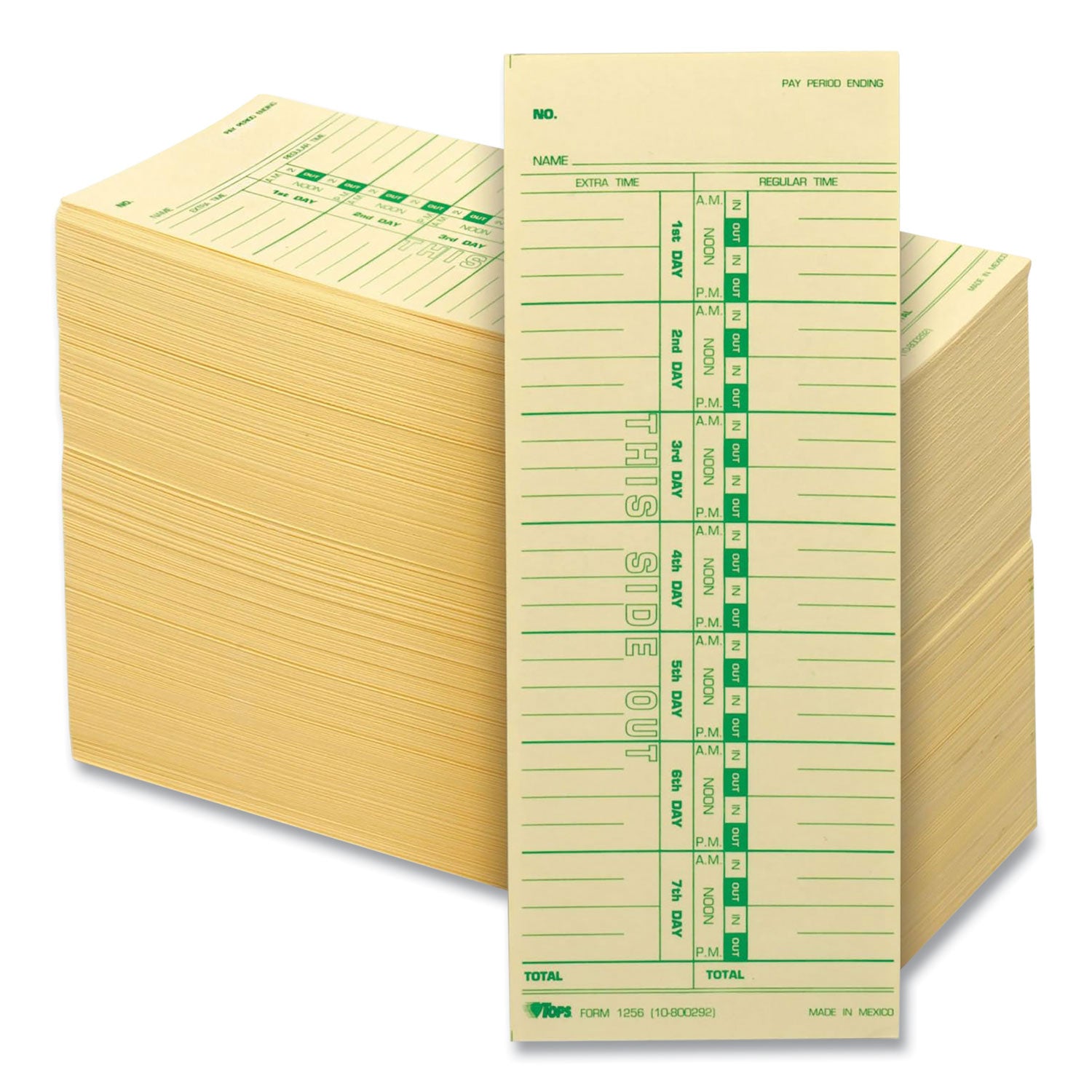 Time Clock Cards, Replacement for 10-800292, One Side, 3.5 x 9, 500/Box