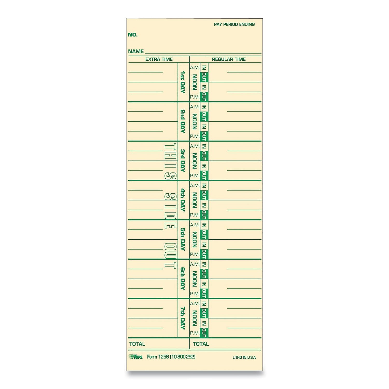 Time Clock Cards, Replacement for 10-800292, One Side, 3.5 x 9, 500/Box - 