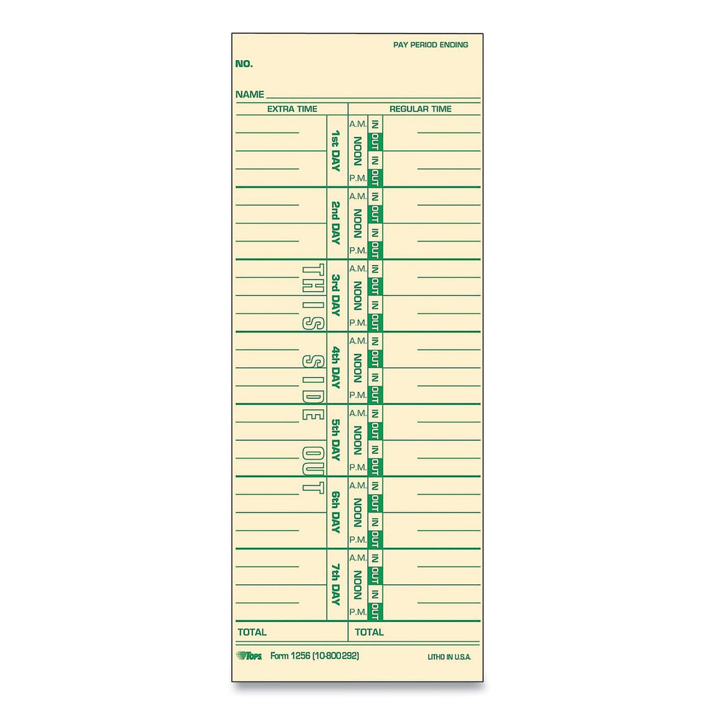 Time Clock Cards, Replacement for 10-800292, One Side, 3.5 x 9, 500/Box