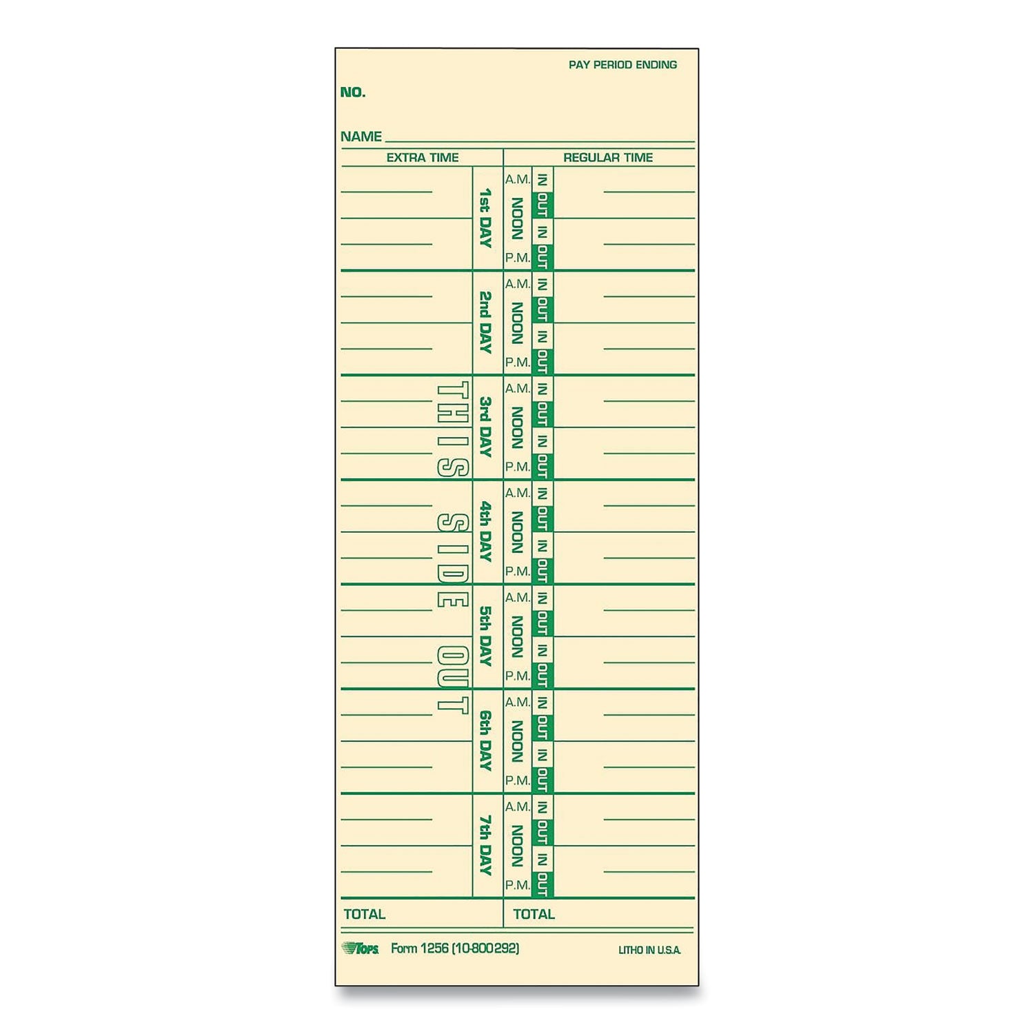 Time Clock Cards, Replacement for 10-800292, One Side, 3.5 x 9, 500/Box