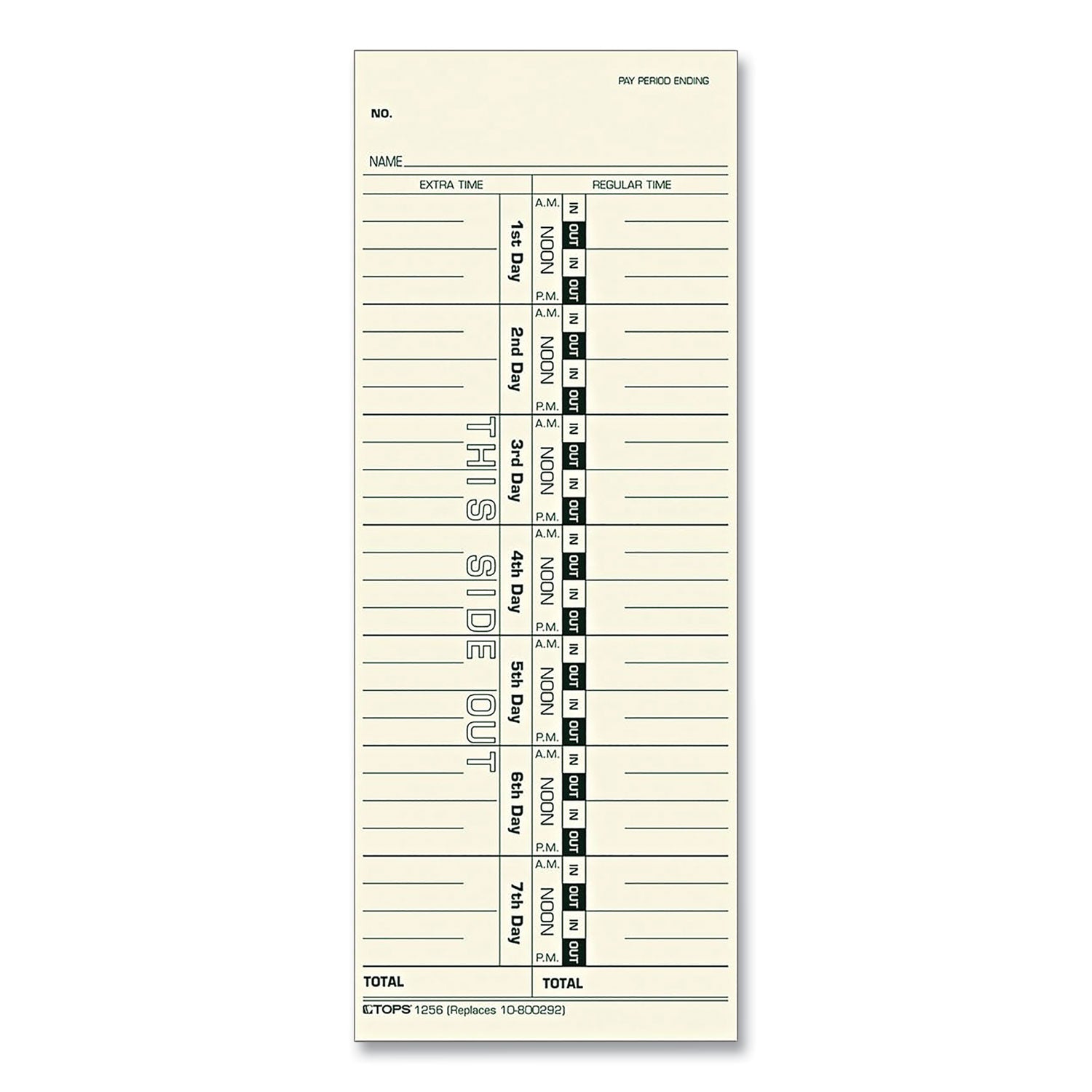 Time Clock Cards, Replacement for 10-800292, One Side, 3.5 x 9, 500/Box - 