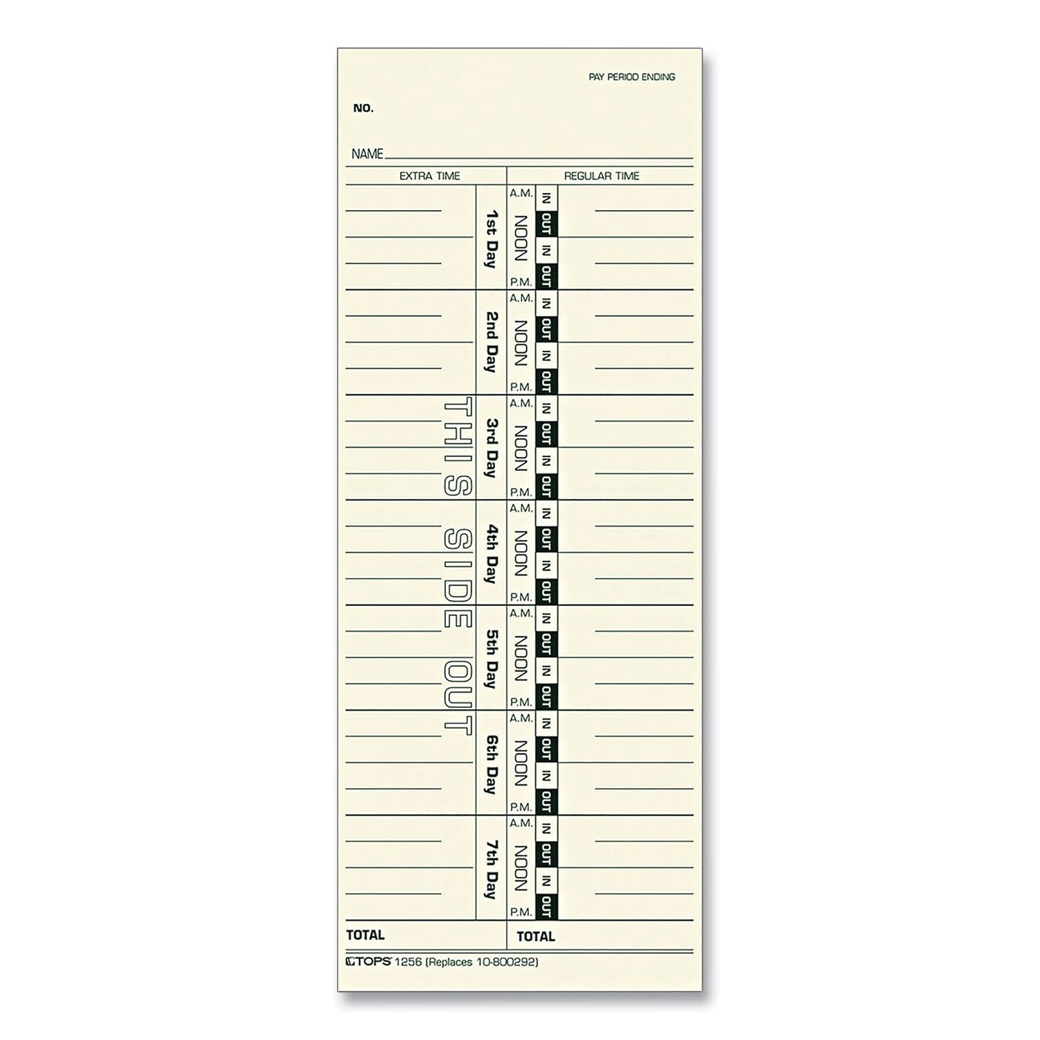 Time Clock Cards, Replacement for 10-800292, One Side, 3.5 x 9, 500/Box