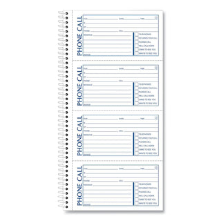 Spiralbound Message Book, Two-Part Carbonless, 5 x 2.75, 4 Forms/Sheet, 400 Forms Total