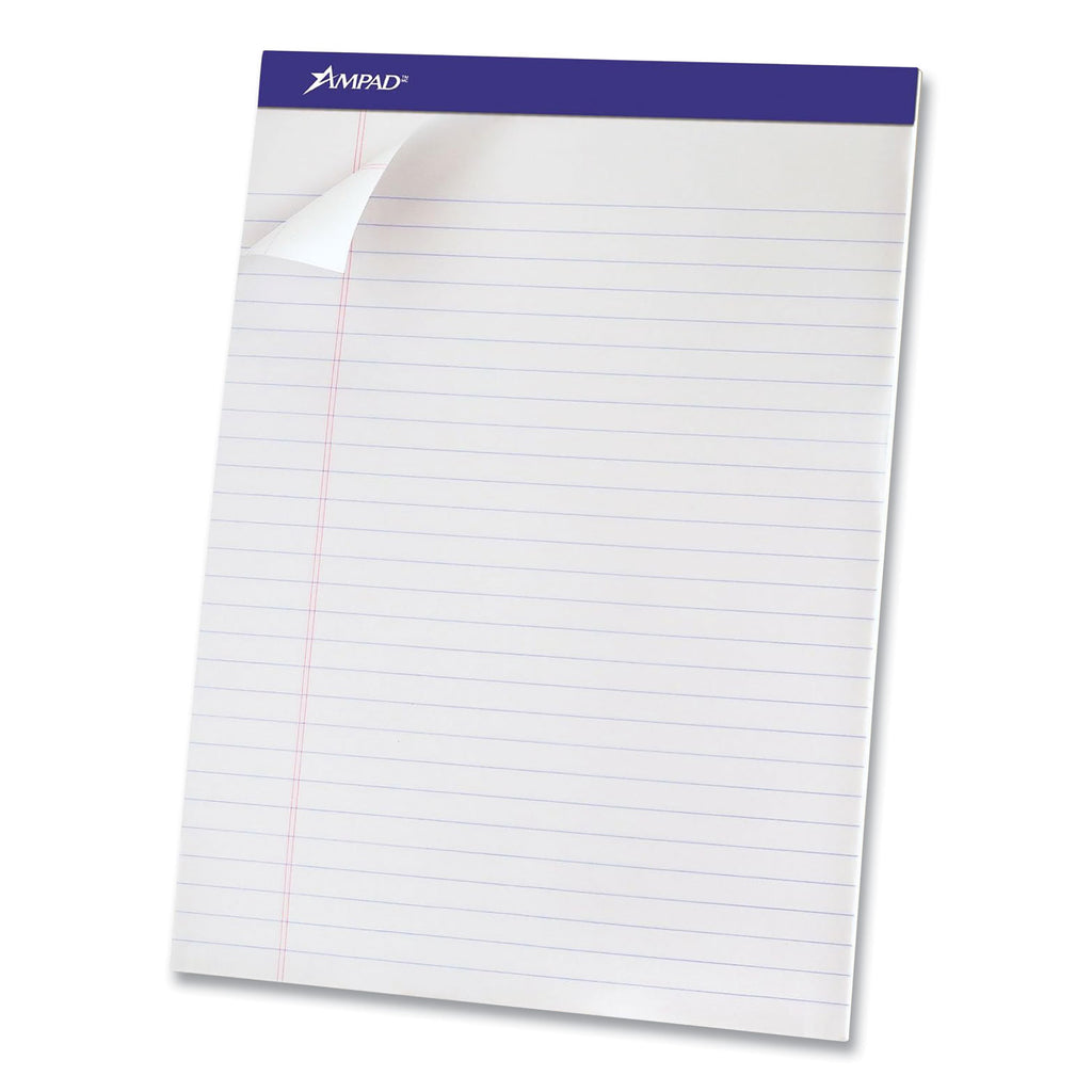 Perforated Writing Pads, Wide/Legal Rule, 50 White 8.5 x 11.75 Sheets, Dozen