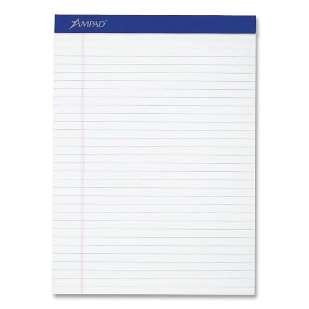 Perforated Writing Pads, Wide/Legal Rule, 50 White 8.5 x 11.75 Sheets, Dozen
