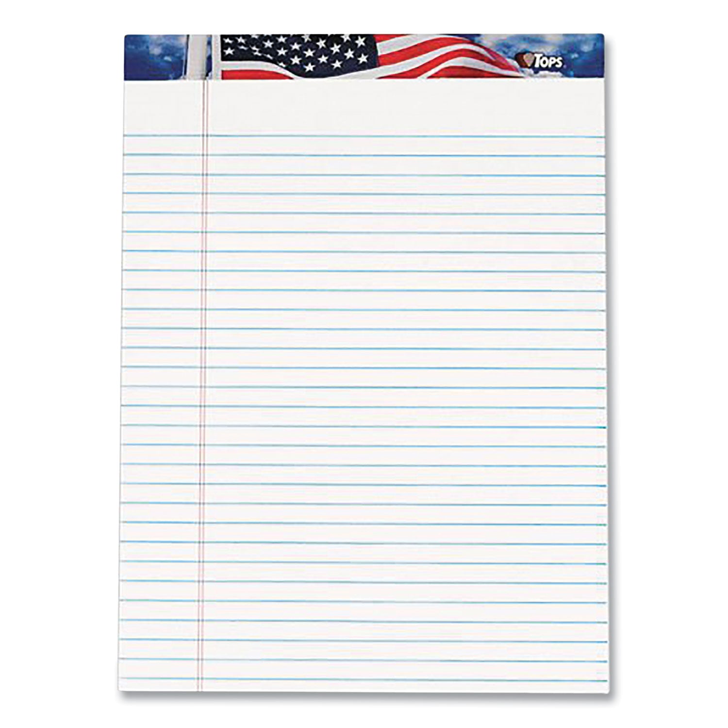 American Pride Writing Pad, Wide/Legal Rule, Red/White/Blue Headband, 50 White 8.5 x 11.75 Sheets, 12/Pack - 