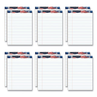 American Pride Writing Pad, Wide/Legal Rule, Red/White/Blue Headband, 50 White 8.5 x 11.75 Sheets, 12/Pack
