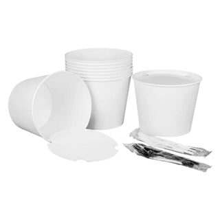 Food Bucket with Lid, 130 oz, 8.46" Dia x 6.6"h, White, Paper, 150/Carton