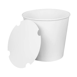 Food Bucket with Lid, 170 oz, 8.9" Dia x 8.36"h, White, Paper, 150/Carton