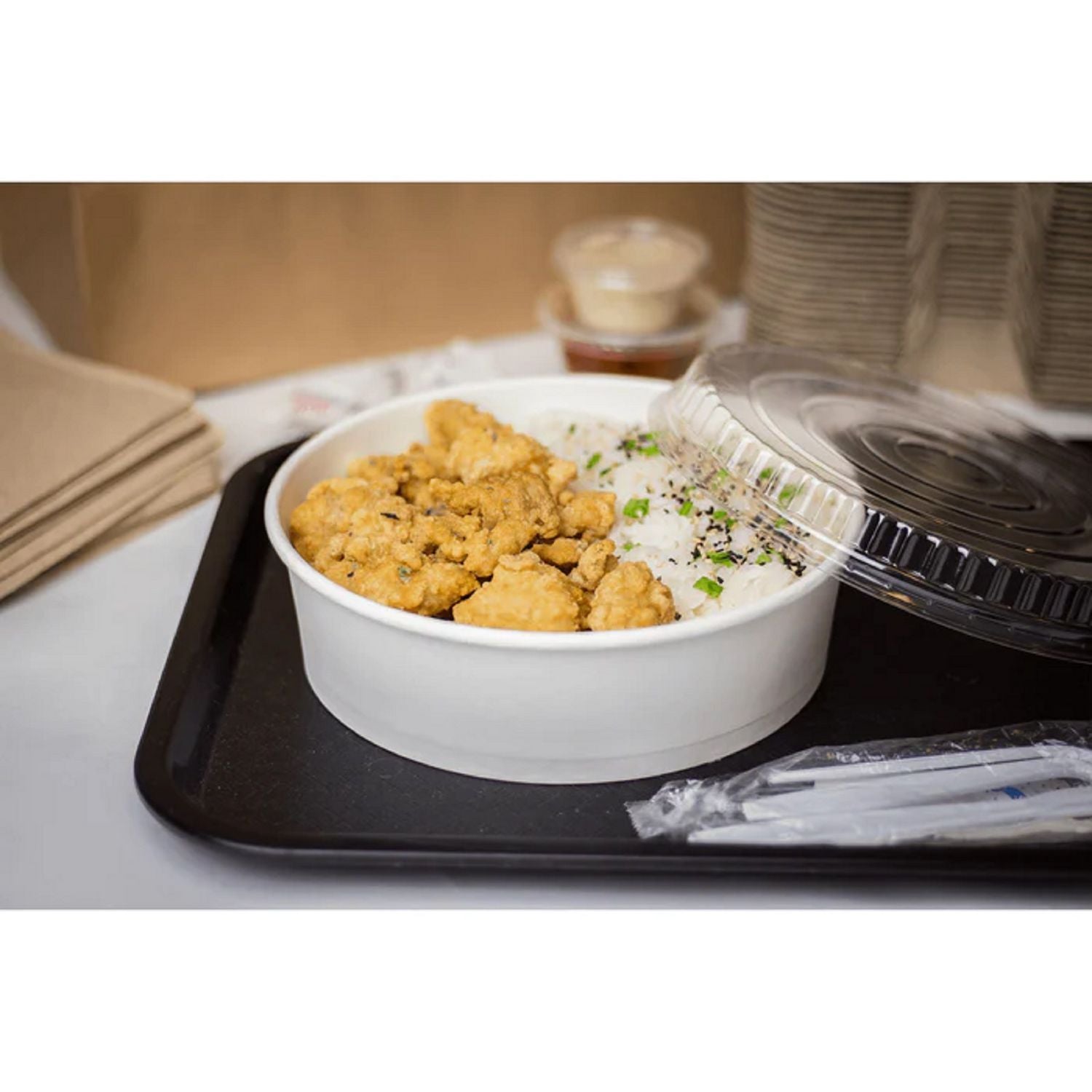 Food Bucket, 48 oz, 7.99" Dia x 2.4"h, White, Paper, 270/Carton