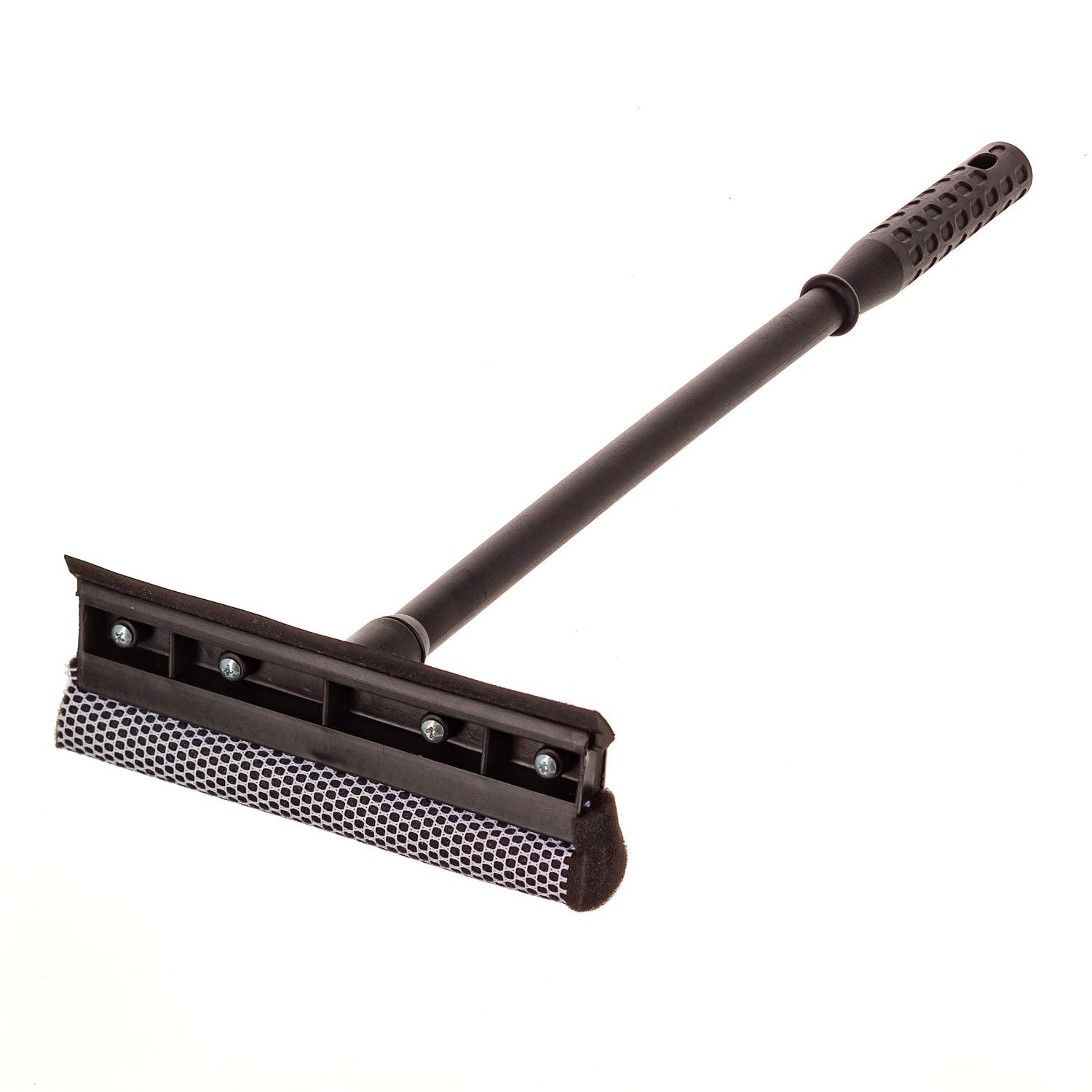 Auto Squeegee, 8" Rubber Blade, 8" Mesh Scrubber, 21" Plastic Handle with Grip, Black, 20/Carton - 
