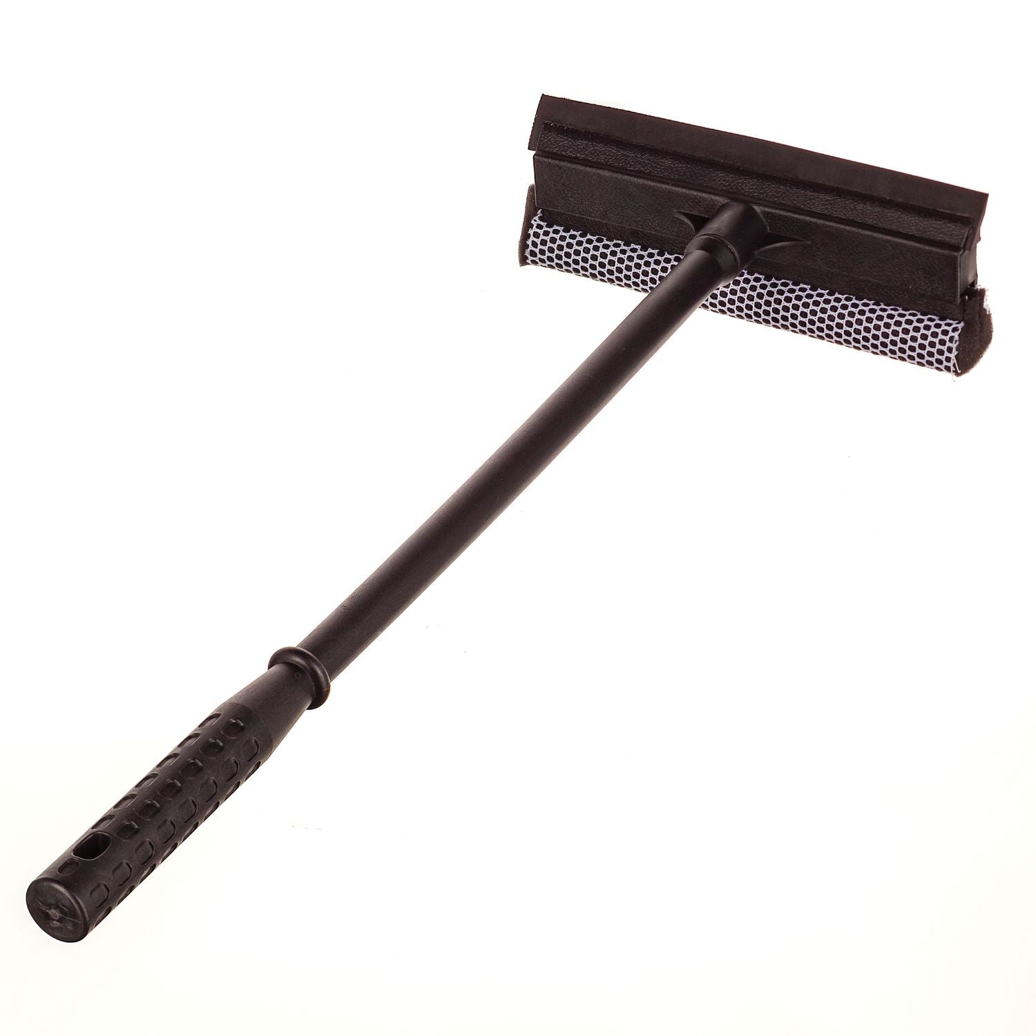 Auto Squeegee, 8" Rubber Blade, 8" Mesh Scrubber, 21" Plastic Handle with Grip, Black, 20/Carton - 