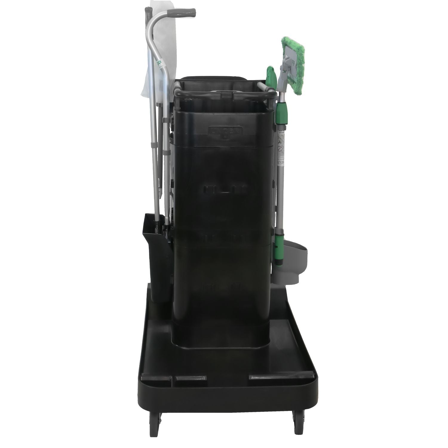 ZoneCleanRx Janitorial Carts, Plastic, 3 Shelves, 23.5 x 25 x 25, Black
