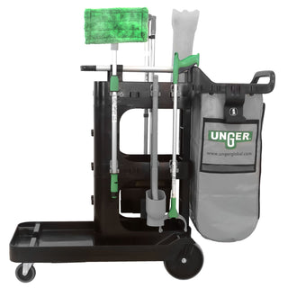 ZoneCleanRx Janitorial Carts, Plastic, 3 Shelves, 23.5 x 25 x 25, Black