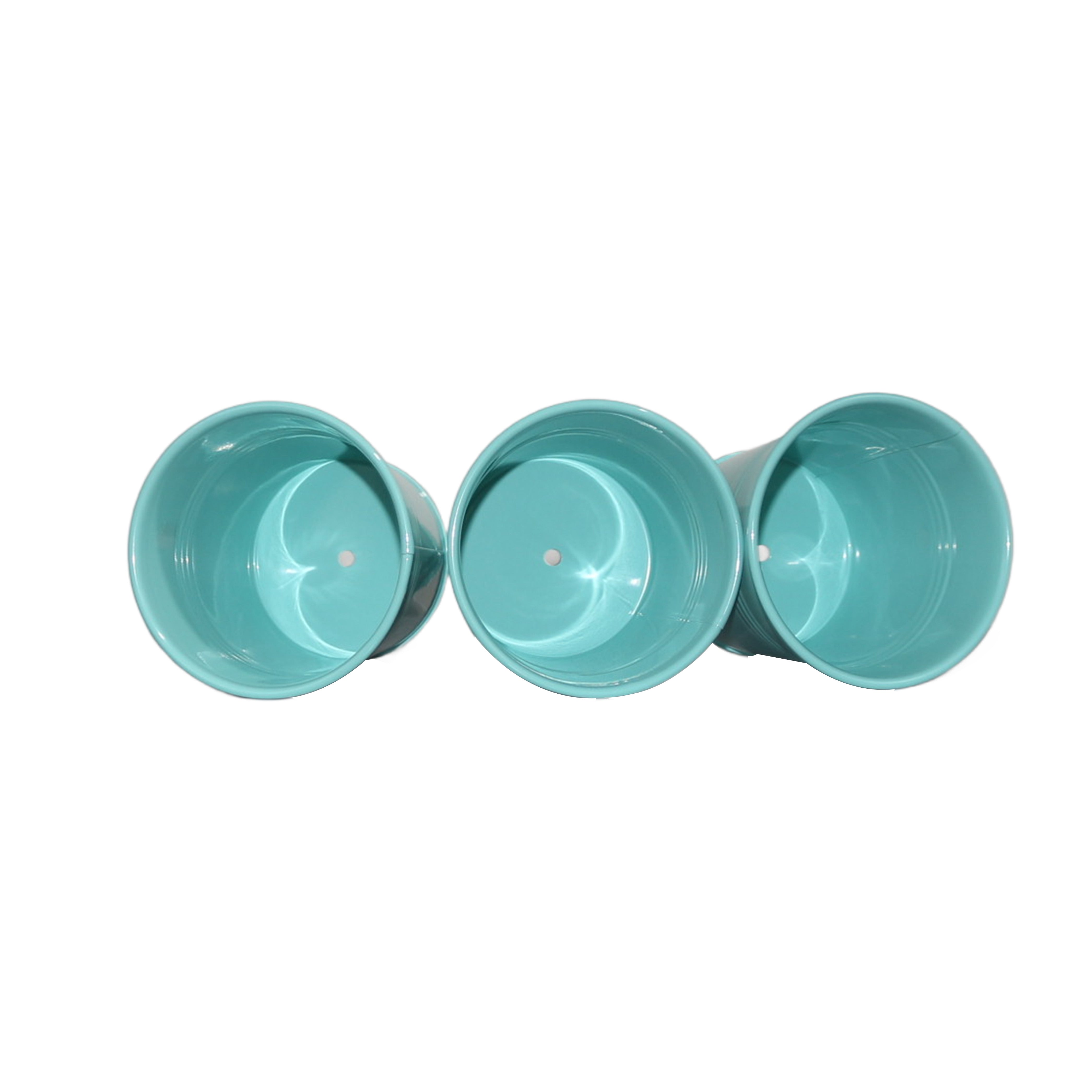 Set of 3 Tiffany Blue Metal Garden Planters with Tray