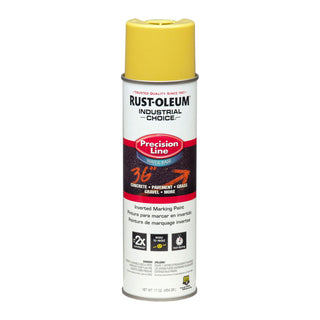 Industrial Choice Precision Line Marking Paint, Flat High-Visibility Yellow, 17 oz Aerosol Can, 12/Carton
