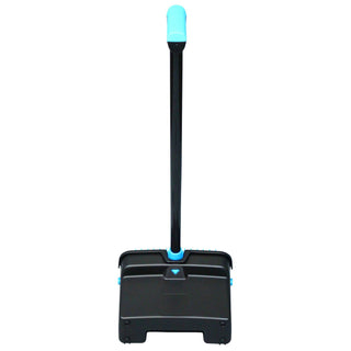 LobbyMaster Plastic Dust Pan, 12.32" Wide, 31.84" Aluminum Handle, Blue/Black, 6/Carton