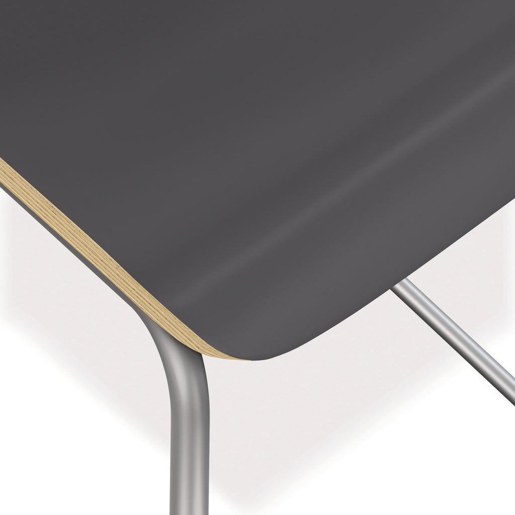 Ruck Laminate Stool, Up to 300 lbs, 30" Seat Height, Charcoal Seat, Charcoal Back, Silver Base