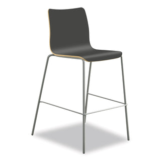 Ruck Laminate Stool, Up to 300 lbs, 30" Seat Height, Charcoal Seat, Charcoal Back, Silver Base