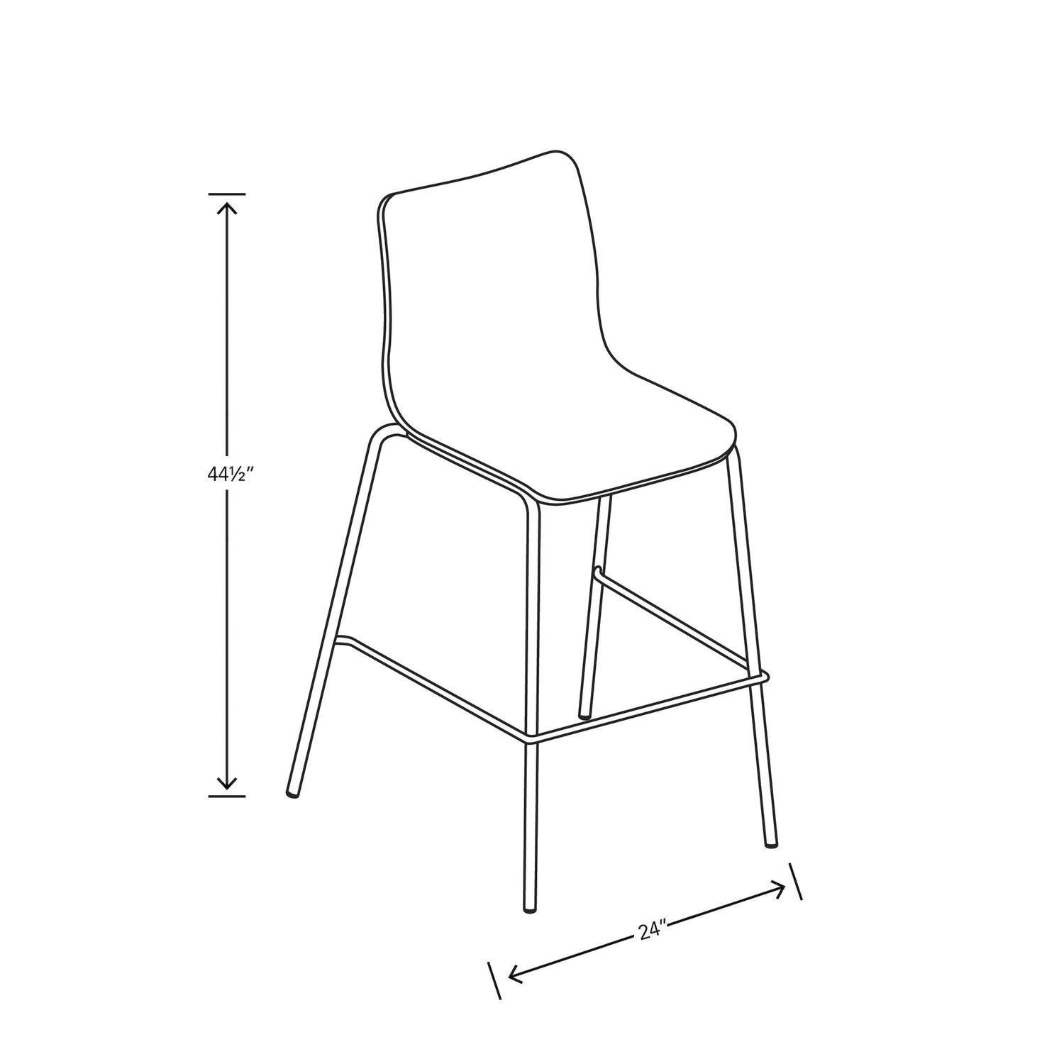Ruck Laminate Stool, Up to 300 lbs, 30" Seat Height, Charcoal Seat, Charcoal Back, Silver Base