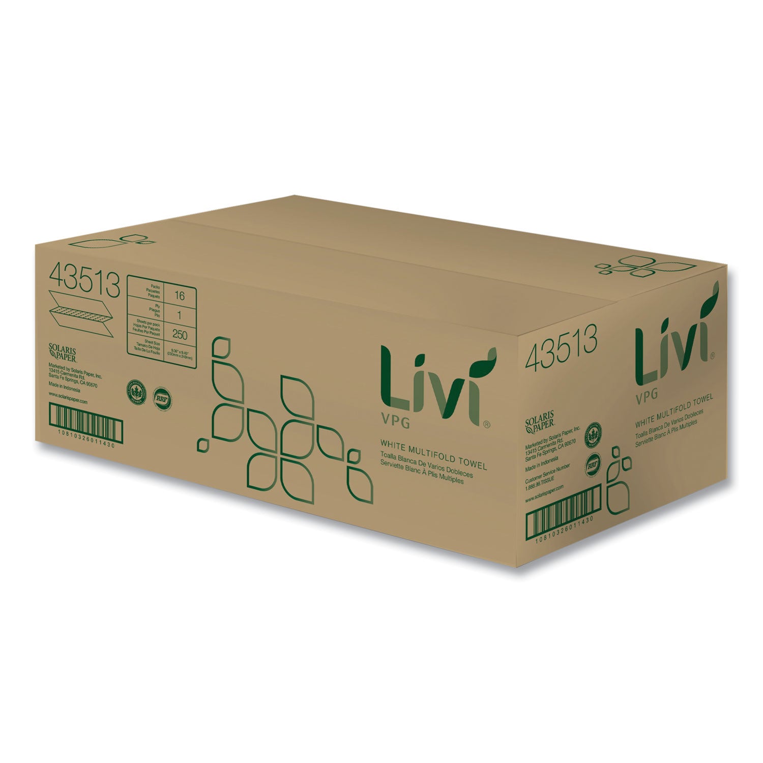 Multifold Towel, 1-Ply, 9.45 x 9.06, White, 250/Carton