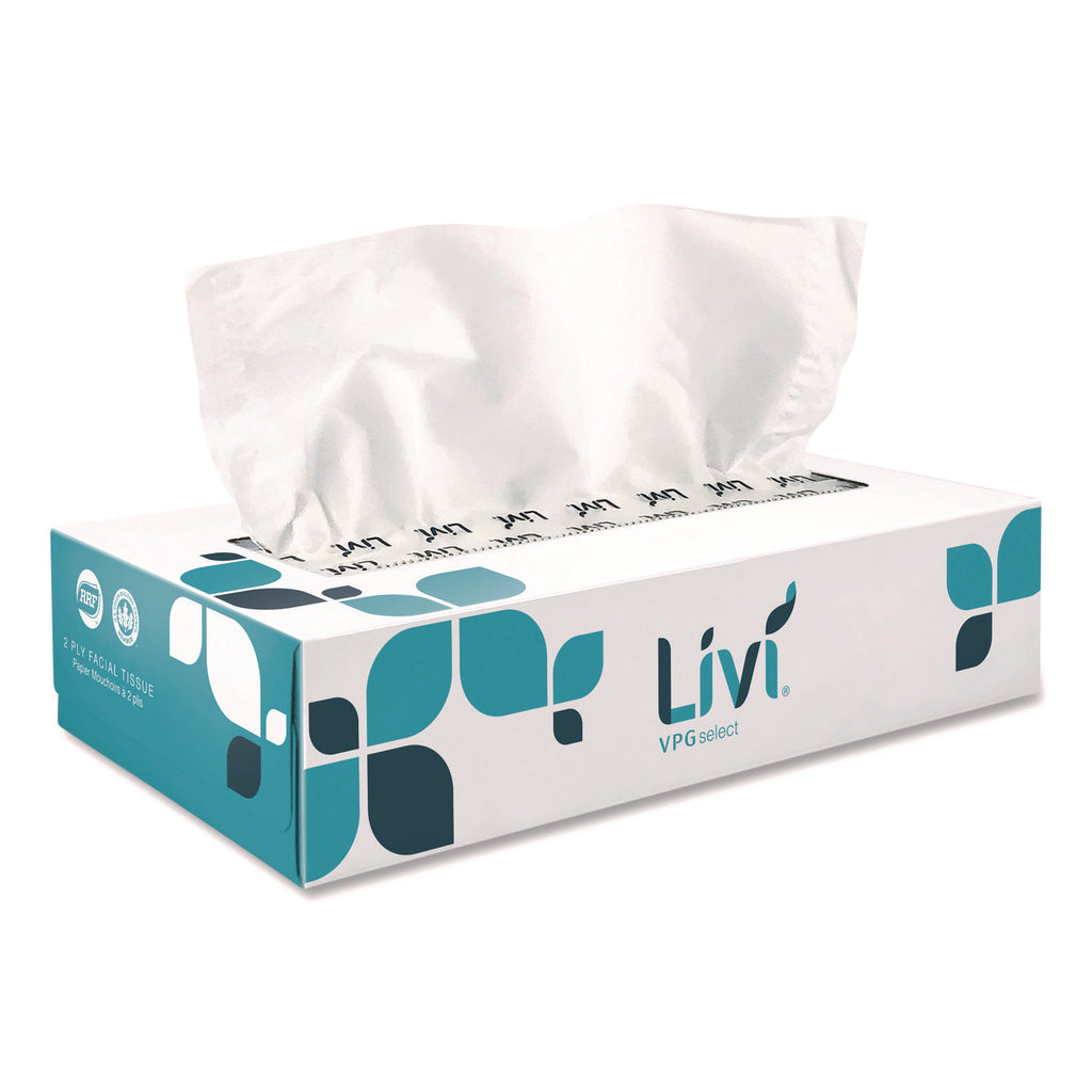 Flat Box Facial Tissue, 2-Ply, White, 100 Sheets/Box, 30 Boxes/Carton