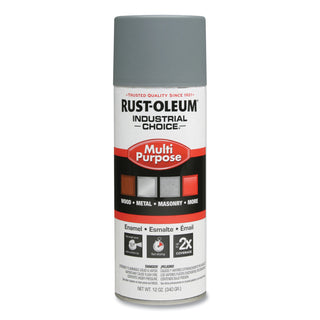 Industrial Choice 1600 System Multi-Purpose Enamel Spray Paint, Flat Gray, 12 oz Aerosol Can, 6/Carton