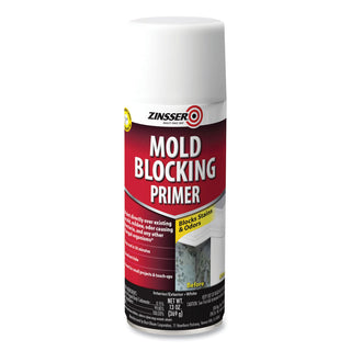 Mold Blocking Primer Spray, Interior/Exterior, Flat White, 13 oz Aerosol Can, 6/Carton