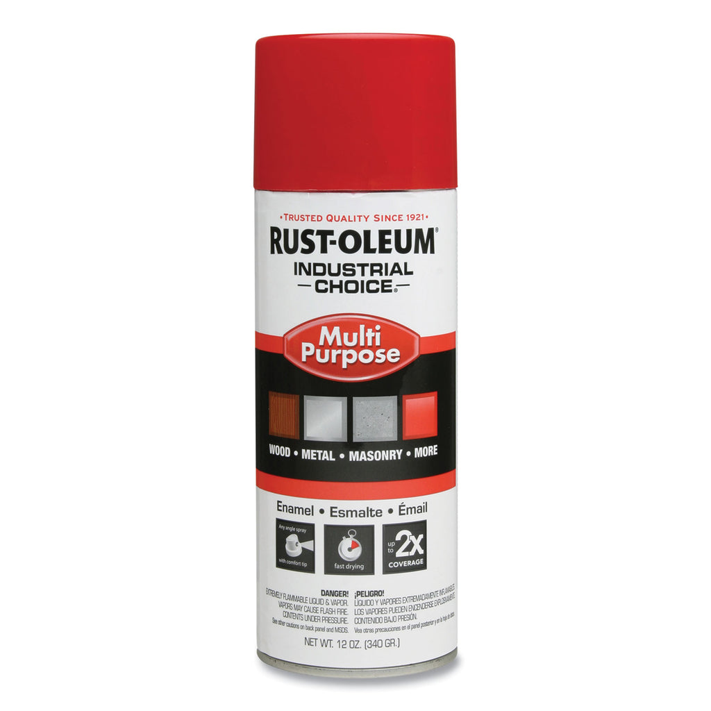 Industrial Choice 1600 System Multi-Purpose Enamel Spray Paint, Flat Safety Red, 12 oz Aerosol Can, 6/Carton