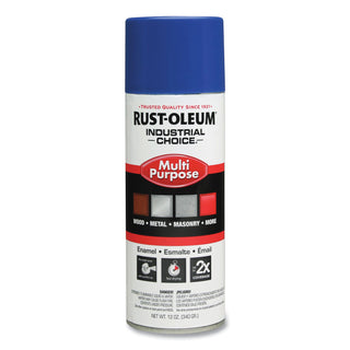 Industrial Choice 1600 System Multi-Purpose Enamel Spray Paint, Flat Safety Blue, 12 oz Aerosol Can, 6/Carton