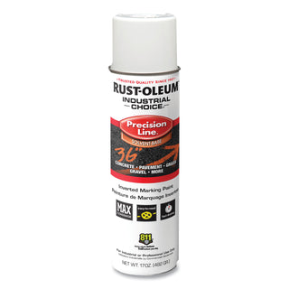 Industrial Choice M1600 System Solvent-Based Precision Line Marking Paint, Flat White, 17 oz Aerosol Can, 12/Carton