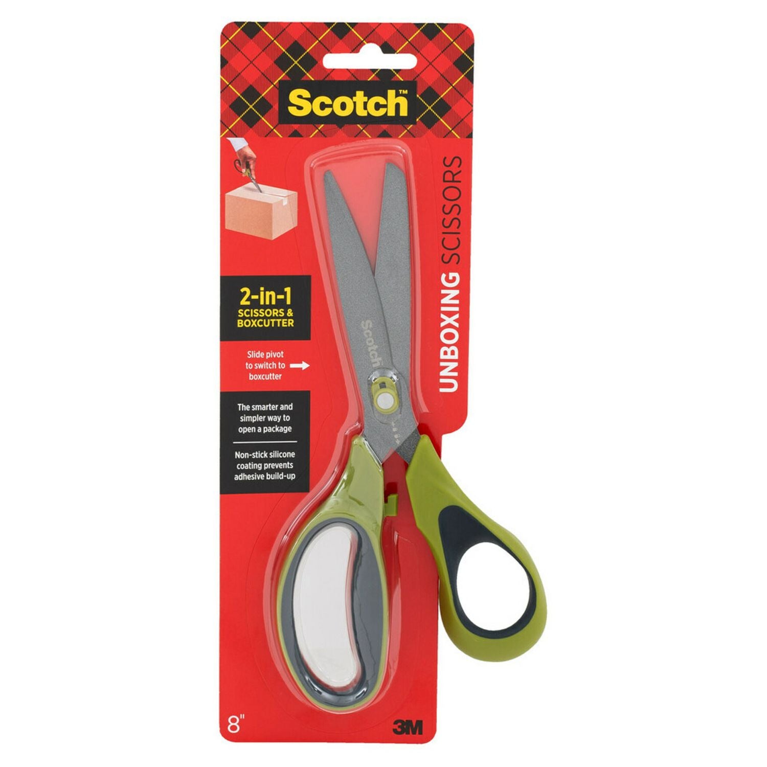 non-stick-unboxing-scissors-8-long-27-cut-length-green-black-handle_mmm1488ns - 1